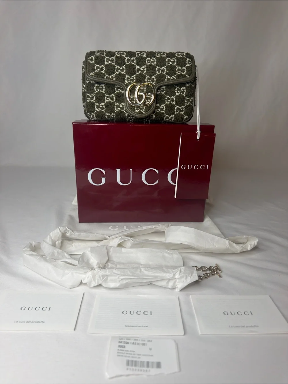 Gucci GG Marmont Green Boucle Mini NWT w/ Box